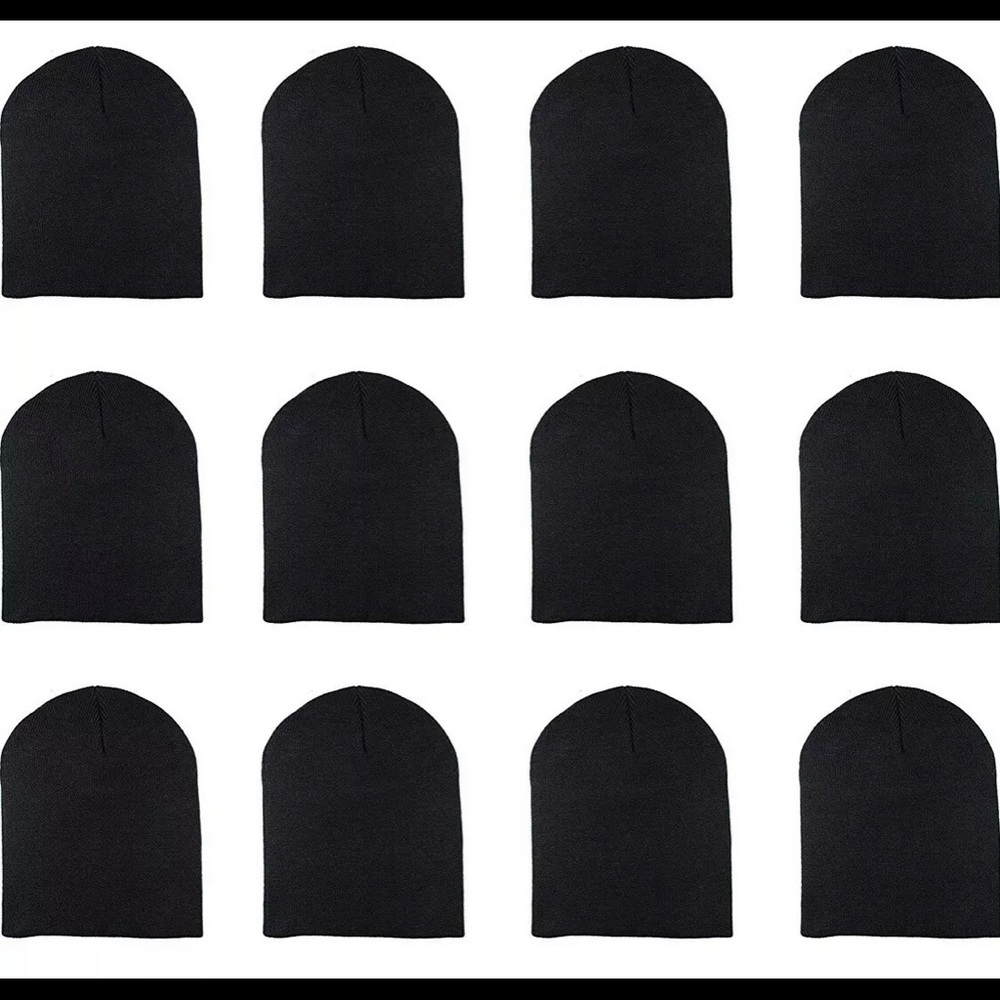 12 black beanies knit beanie hat ski cap warm gift